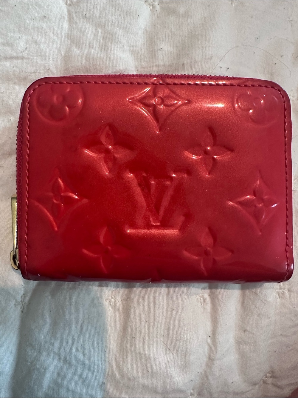 Louis Vuitton Glossy Red Vernis Compact Zip Wallet